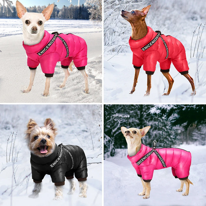 Winter Dog Clothes Super Warm Pet Dog Jacket Coat With Harness Waterproof Puppy Clothing Hoodies For Small Medium Dogs Outfit - Small to Tall Pet Co.