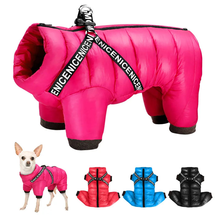 Winter Dog Clothes Super Warm Pet Dog Jacket Coat With Harness Waterproof Puppy Clothing Hoodies For Small Medium Dogs Outfit - Small to Tall Pet Co.