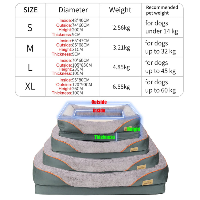 Heavy Duty Large Orthopedic Pet Bed Soft Cushion Foam Waterproof Sofa Dog Bed XL - Small to Tall Pet Co.