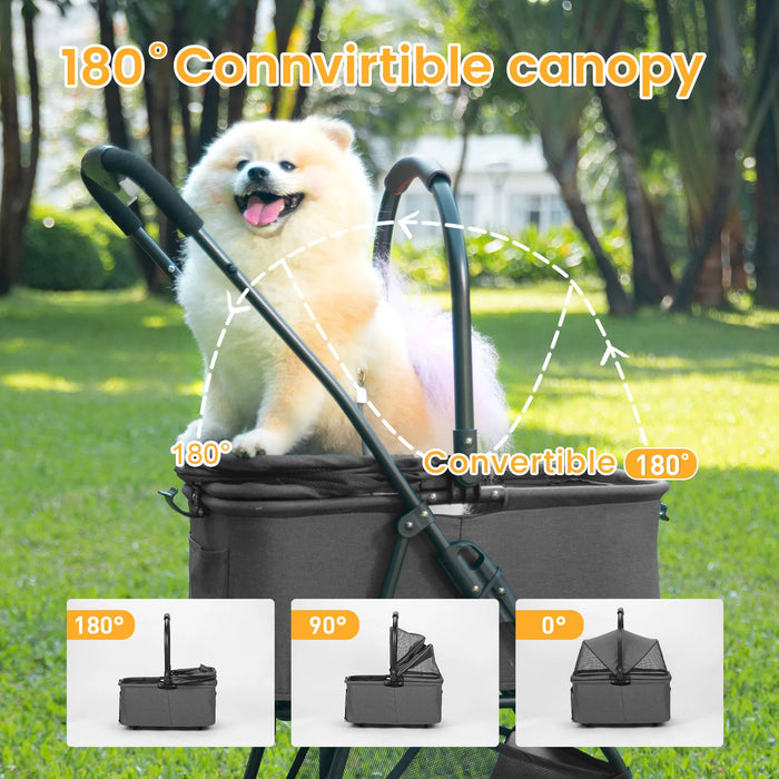 Wedyvko Luxury Detachable Pet Stroller Light Cup Holder Design Four-wheeled Universal Wheel Dog Cart Outdoor Travel Carrying Bag - Small to Tall Pet Co.