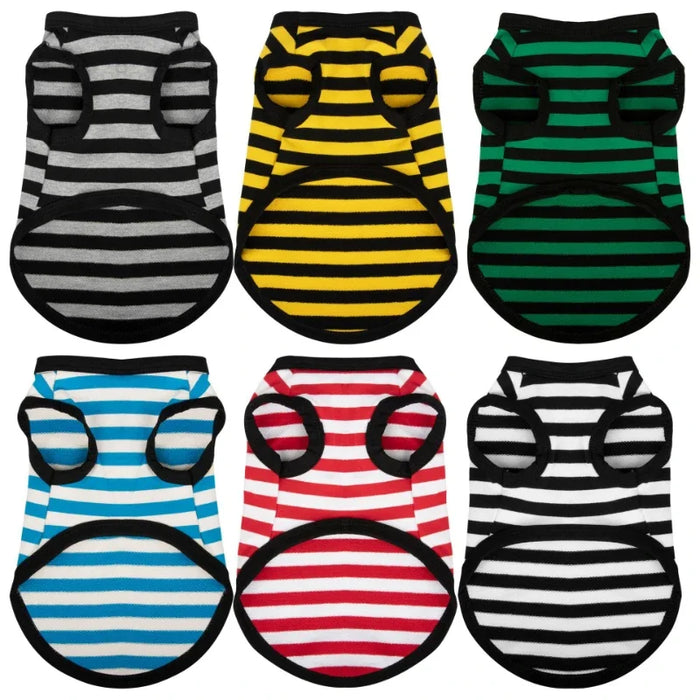 1Pc Summer Dog Clothes for Small Medium Dogs Pet Stripe Cotton Sweatshirt Breathable Puppy Cat Clothing - Small to Tall Pet Co.