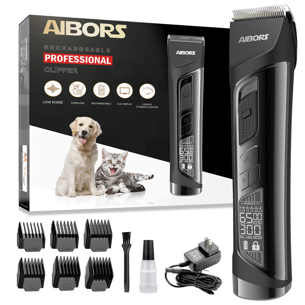 Professional Dog Hair Clippers for Grooming Electronic Puppy Beauty with LCD Low Noise Trimmer Cut Hair Machine For Pet Cat Dogs - Small to Tall Pet Co.