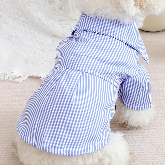 Pet Dog Clothes Bowknot Striped Shirts Thin Summer Blue Fashion Chihuahua Stripe Shirt for Small Dogs Clothing Wholesale - Small to Tall Pet Co.