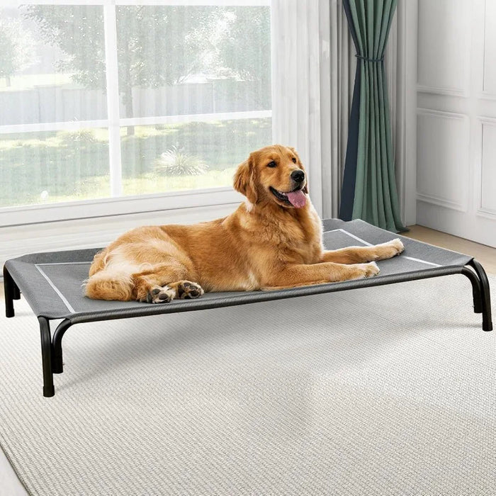 Elevated Dog Bed, Raised Outdoor Dog Bed for Large Sized Dog, Portable Cooling Pet Cot with Breathable & Washable Mesh, - Small to Tall Pet Co.