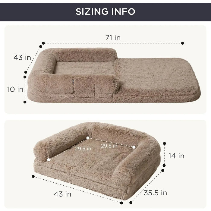 Bedsure Foldable Human Dog Bed for People Adults, 2 in 1 Calming Human Size Giant Dog Bed Fits Pet Families with Egg Foam - Small to Tall Pet Co.