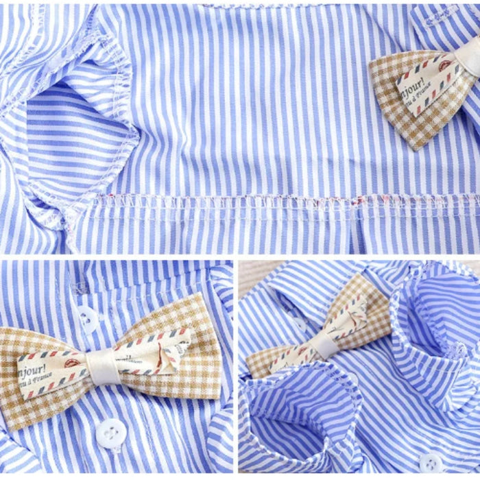 Pet Dog Clothes Bowknot Striped Shirts Thin Summer Blue Fashion Chihuahua Stripe Shirt for Small Dogs Clothing Wholesale - Small to Tall Pet Co.