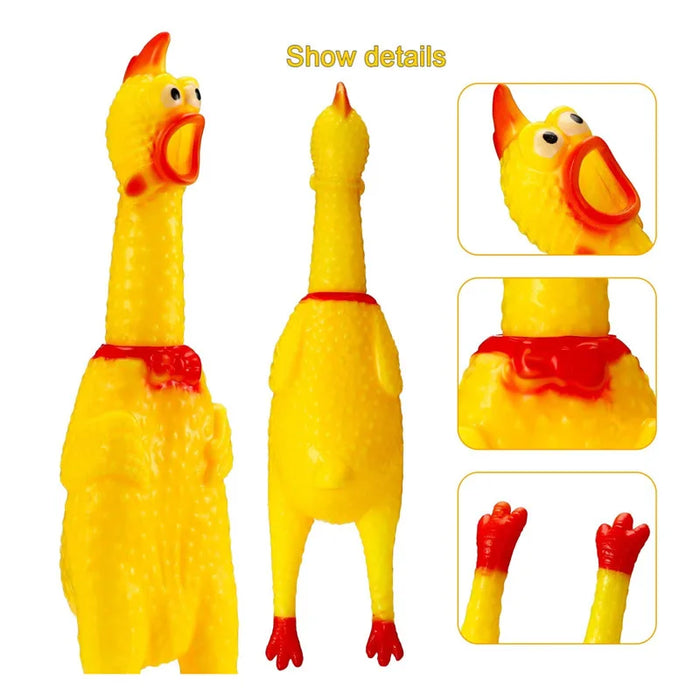 Funny Cartoon Rubber Screaming Chicken Big Dog Puppy Interactive Chewing Dog Toy Cleaning Teeth Dog Excited Pet Squeaker Toys - Small to Tall Pet Co.