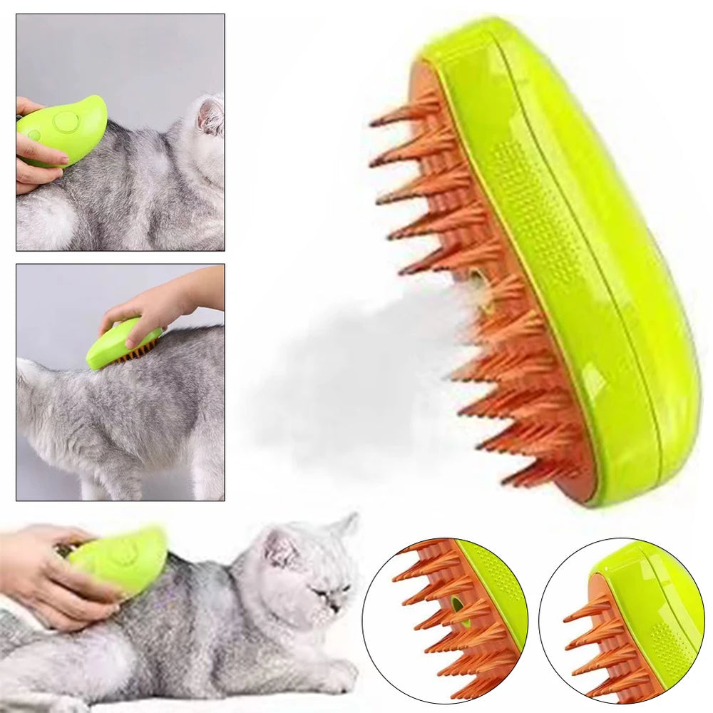 3 In 1 Cat Steamy Brush Dog Grooming Comb Self Cleaning Steam Cat Brush for Massage Dog Cat Hair Remover Comb Pet Grooming Brush - Small to Tall Pet Co.