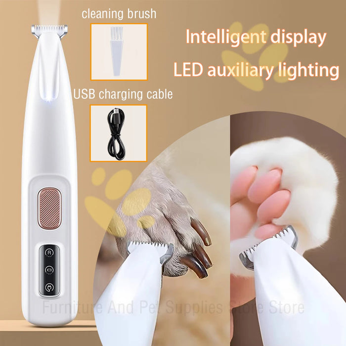 New Dog Paw Trimmer with LED Light Fully Waterproof Pet Hair Trimmer with LED Display Dog Clippers for Grooming 18mm Widen Blade - Small to Tall Pet Co.