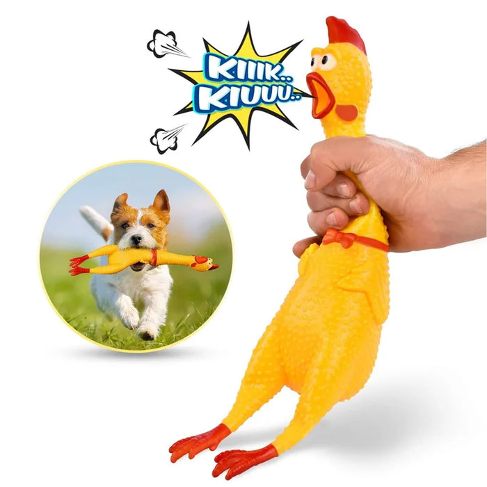 Funny Cartoon Rubber Screaming Chicken Big Dog Puppy Interactive Chewing Dog Toy Cleaning Teeth Dog Excited Pet Squeaker Toys - Small to Tall Pet Co.