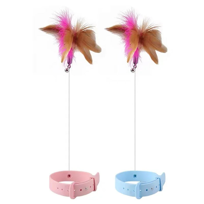 Interactive Cat Toys Funny Feather Teaser Stick with Bell Pets Collar Kitten Playing Teaser Wand Training Toys for Cats Supplies - Small to Tall Pet Co.