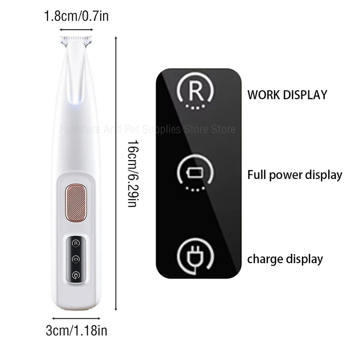 New Dog Paw Trimmer with LED Light Fully Waterproof Pet Hair Trimmer with LED Display Dog Clippers for Grooming 18mm Widen Blade - Small to Tall Pet Co.