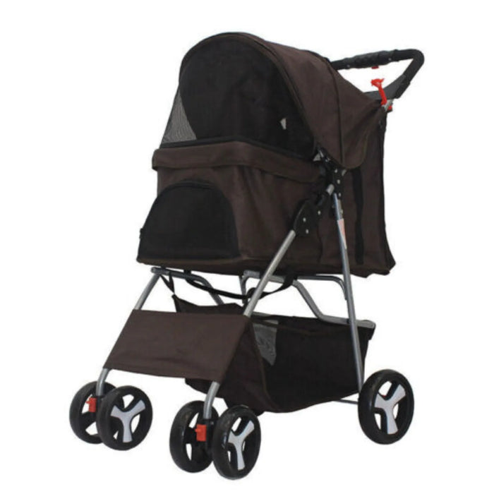 US Pet Dog Stroller, 4 Wheel, Foldable, Cat, Puppy, Travel Carriage with Storage Basket - Small to Tall Pet Co.