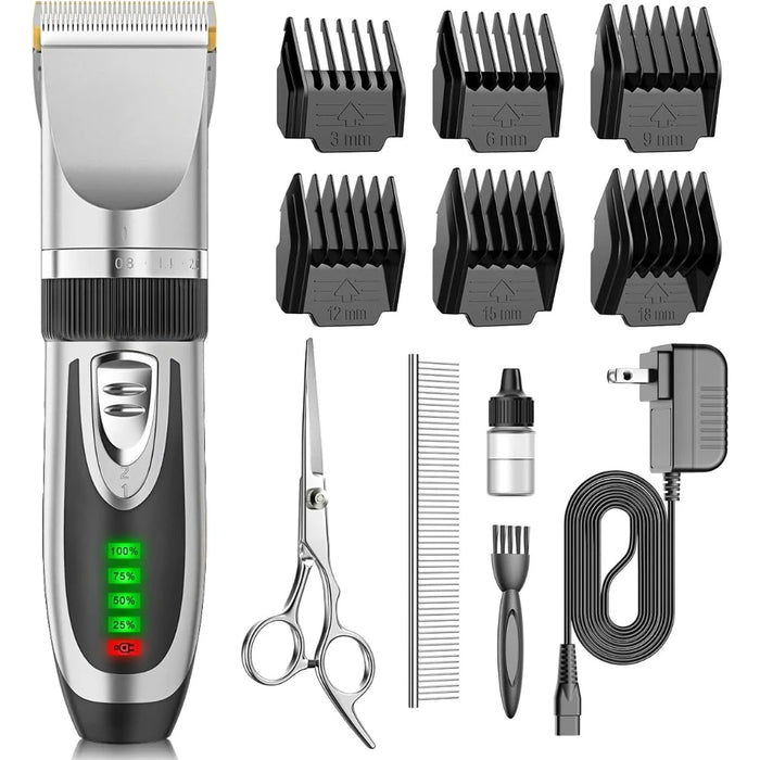 Dog Clippers Low Noise, 2-Speed Quiet Dog Grooming Kit Rechargeable Cordless Pet Hair Clipper Trimmer Shaver - Small to Tall Pet Co.