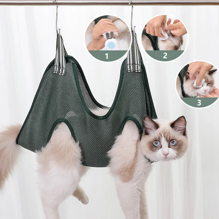 Dog Cat Grooming Hammock Fixed Bath Bag for Nail Cutting Anti Scratch Cat Trimming Restraint Bag Cat Beauty Hanging Pet Supplies - Small to Tall Pet Co.