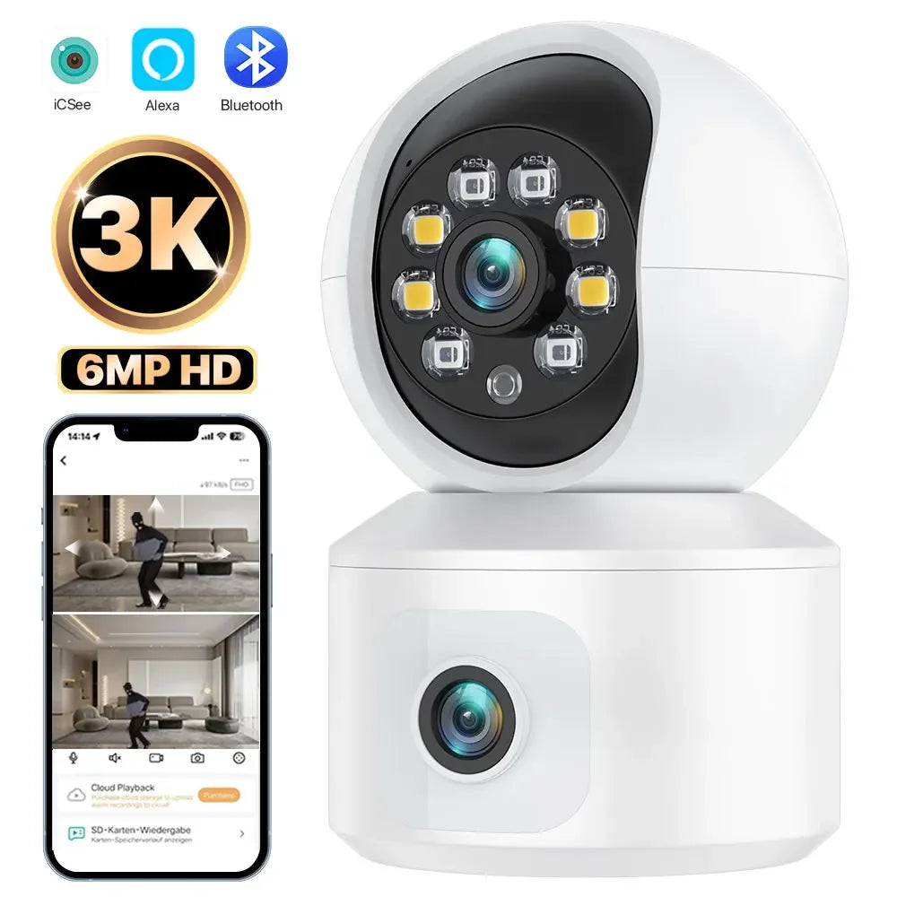 6MP WIFI Camera Home Security Indoor Surveillance Camera Baby Pet Monitor PTZ Auto Tracking Dome Wireless IP Camera P2P ICsee - Small to Tall Pet Co.