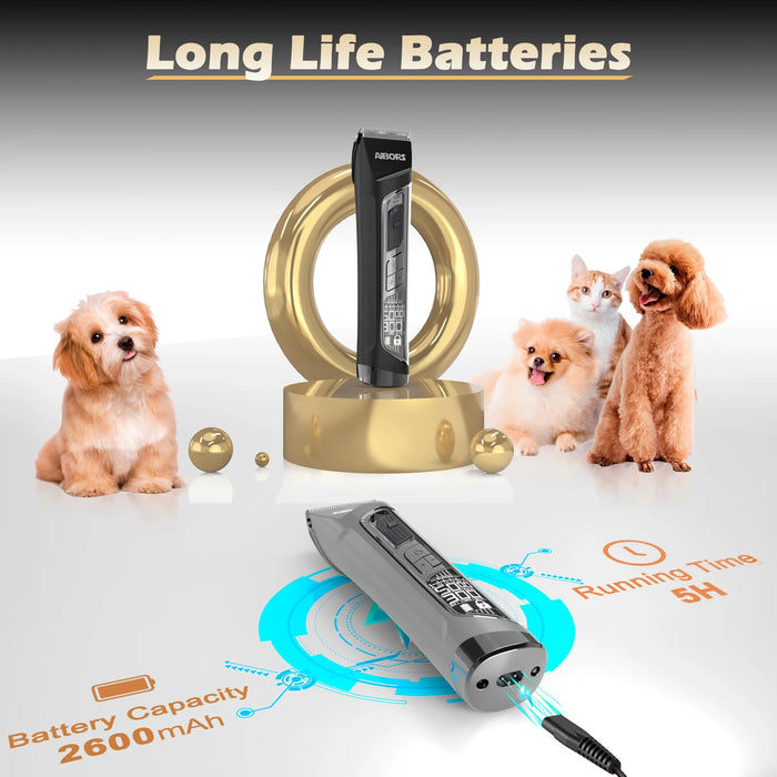 Professional Dog Hair Clippers for Grooming Electronic Puppy Beauty with LCD Low Noise Trimmer Cut Hair Machine For Pet Cat Dogs - Small to Tall Pet Co.