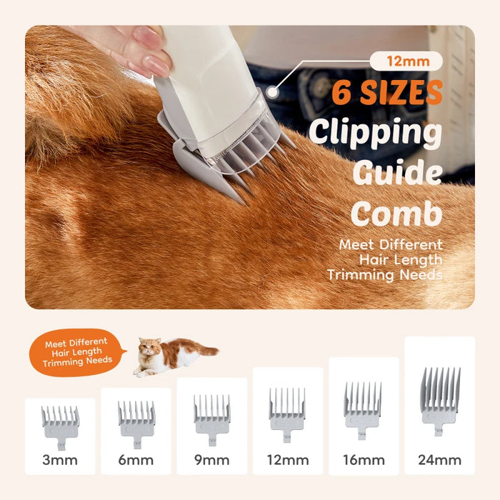 Professional Dog Grooming Clippers with 3 Suction Modes, Cordless Clippers, 5 Groomer Tools, Low Noise Pet Hair Trimmer for - Small to Tall Pet Co.