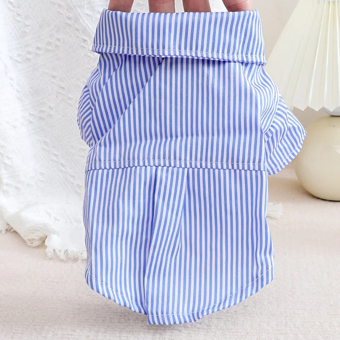 Pet Dog Clothes Bowknot Striped Shirts Thin Summer Blue Fashion Chihuahua Stripe Shirt for Small Dogs Clothing Wholesale - Small to Tall Pet Co.