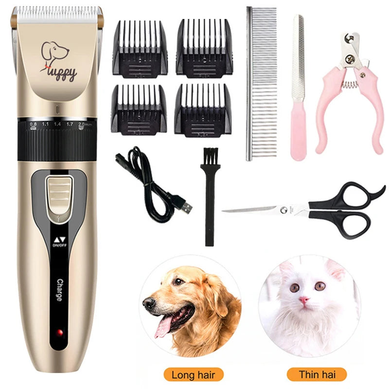 Professional Electric Pet Hair Trimmer Dog Rechargeable Animals Grooming Clippers Cat Shaver Hait Cutting Machine Grooming Kit - Small to Tall Pet Co.