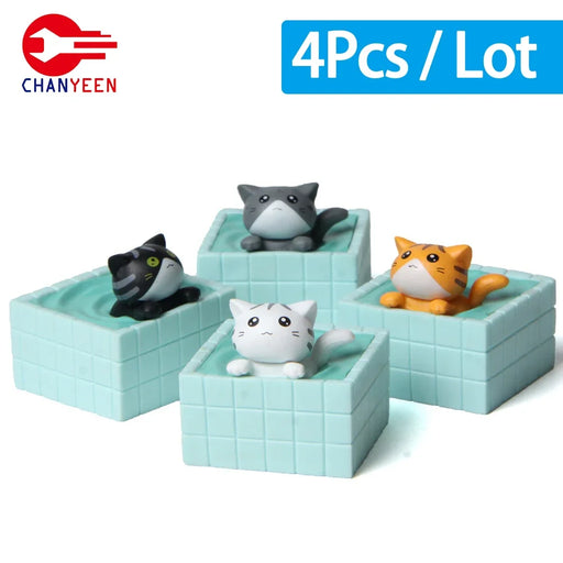 Soak in Hot Springs Cat Ornament Mini Figurines Kitten Statue Gift Toy for Kids Children Baby Room Home Decoration Garden Tools - Small to Tall Pet Co.