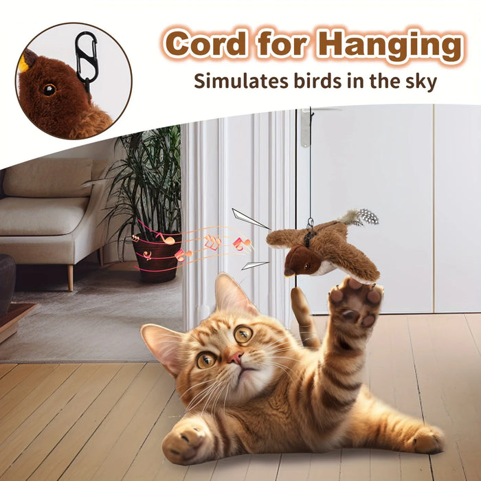 Remote Control Cat Toy Interactive Electric Fluttering Sparrow Realistic Bird Movements Engaging Pet Play Accessory - Small to Tall Pet Co.