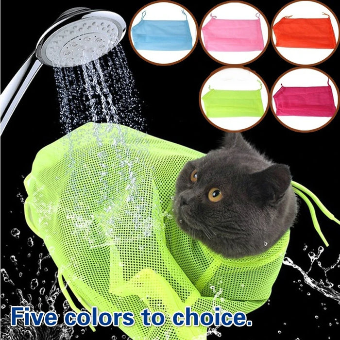 Mesh Cat Groom Bath Bag Adjustable Dogs Anti Scratch Bite Kat Nail Trim Inject Examing Pet Washing Clean Restraint Massage Bags - Small to Tall Pet Co.