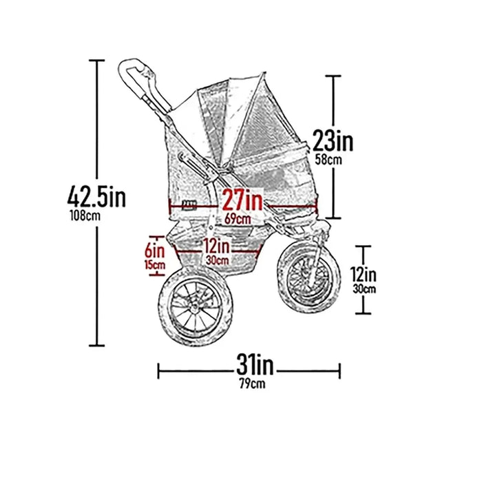 NO-Zip Double Pet Stroller, Zipperless Entry, for Single or Multiple Dogs/Cats, Large Gel-Filled Tires, Pet Strollers - Small to Tall Pet Co.