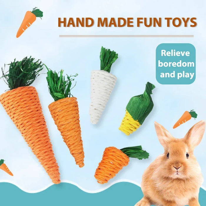 Hamster Rabbit Chew Toy Bite Grind Teeth Toys Corn Carrot Woven Balls for Tooth Cleaning Radish Molar Toys Pet Supplies 1pc - Small to Tall Pet Co.