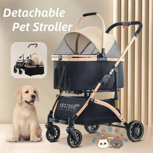 Foldable Dog Stroller Pet Buggy Cat Cart Pram Detachable Basket Large Space Pets Outdoor Cart Trolly for Under 20KG Dogs Cats - Small to Tall Pet Co.