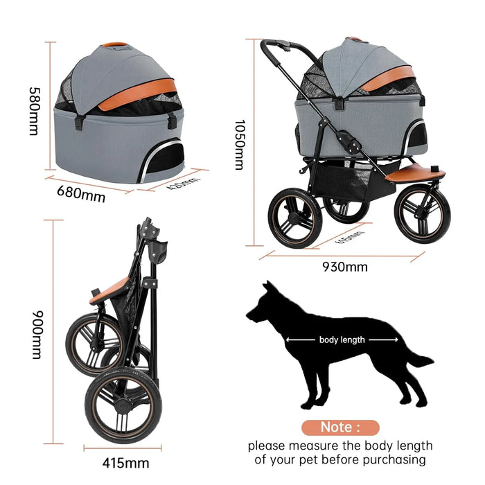 Dog Stroller for Medium Small Dogs, 3 in1 Pet Stroller Dog Cat Jogger Stroller 3 Wheels - Small to Tall Pet Co.