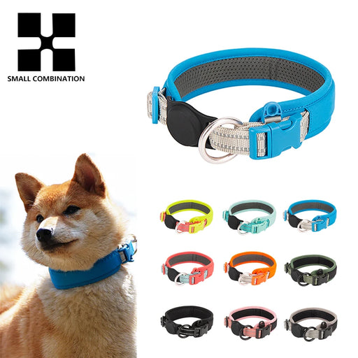 Personalized  AirTag Dog Collar  Adjustable Nylon Reflective Padded Pet Dog Collar for Small Medium Large Dog accessories