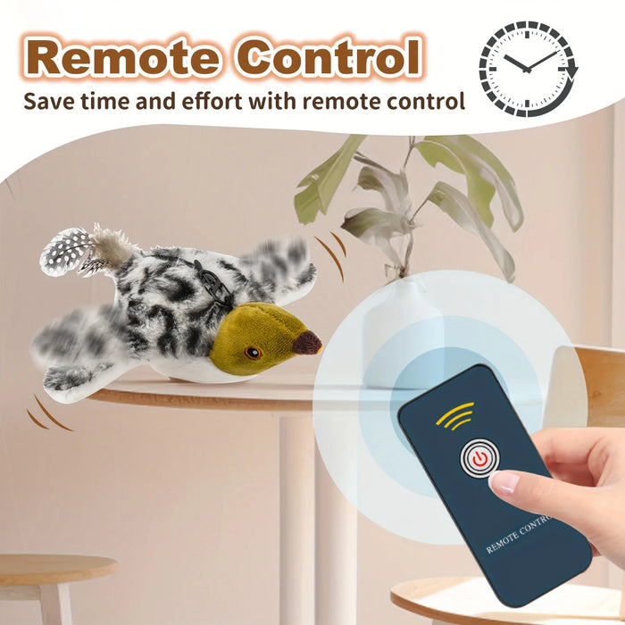 Remote Control Cat Toy Interactive Electric Fluttering Sparrow Realistic Bird Movements Engaging Pet Play Accessory - Small to Tall Pet Co.