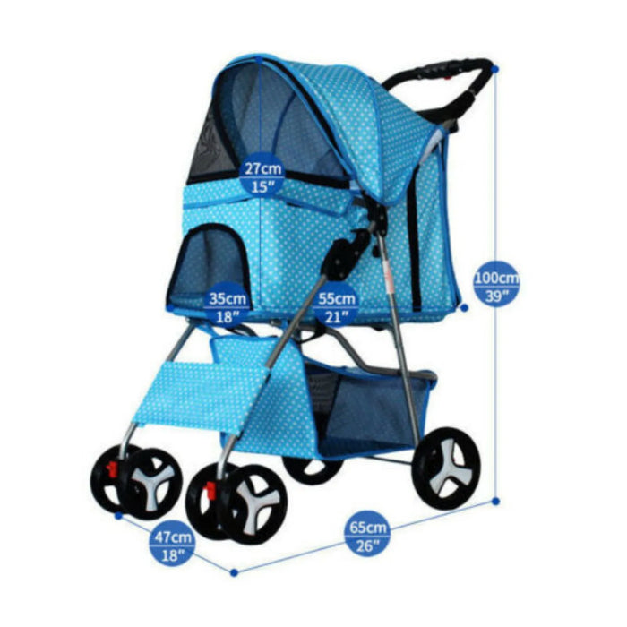 US Pet Dog Stroller, 4 Wheel, Foldable, Cat, Puppy, Travel Carriage with Storage Basket - Small to Tall Pet Co.