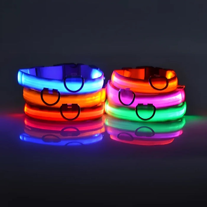 LED Dog Collar – Night Safety, Glow-in-the-Dark, Flashing Light for Pets