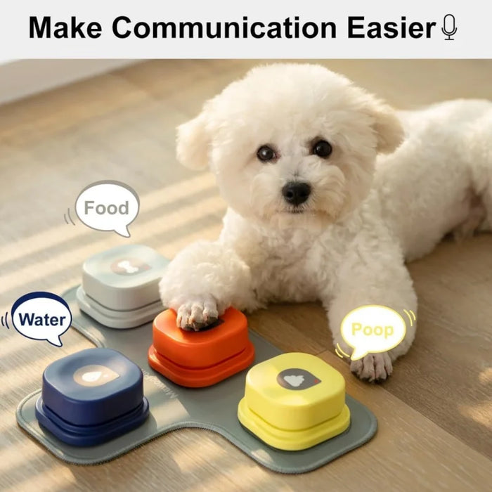 MEWOOFUN Dog Button Record Talking Pet Communication Vocal Training Interactive Toy Bell Ringer With Pad and Sticker Easy To Use - Small to Tall Pet Co.