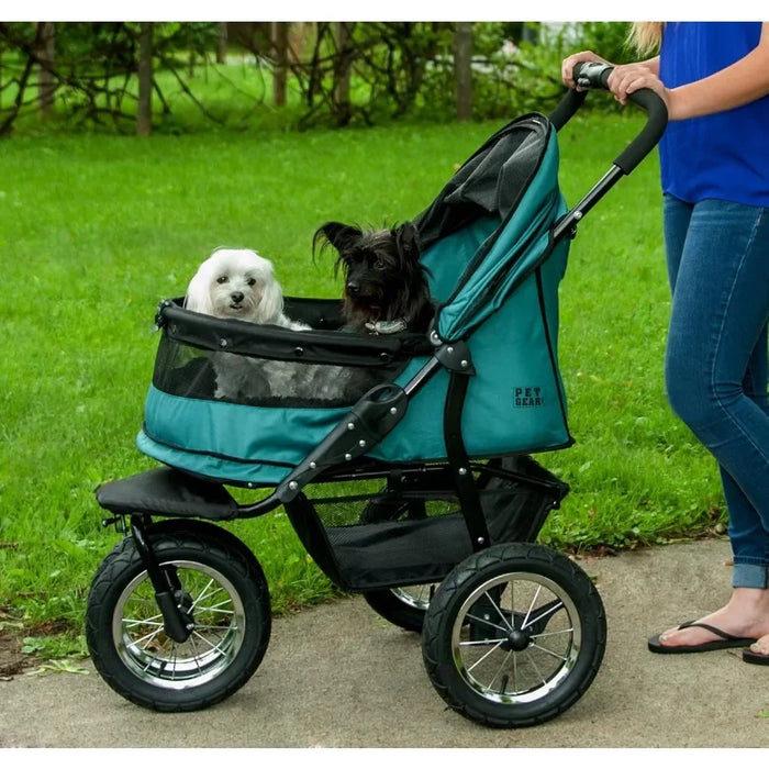 NO-Zip Double Pet Stroller, Zipperless Entry, for Single or Multiple Dogs/Cats, Large Gel-Filled Tires, Pet Strollers - Small to Tall Pet Co.