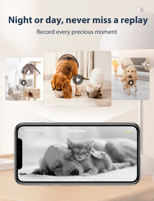 GNCC P1 Pet Camera with Phone APP, 1080P Dog Camera Indoor Security Baby Camera, , Motion Detection and Tracking, Night Vision - Small to Tall Pet Co.