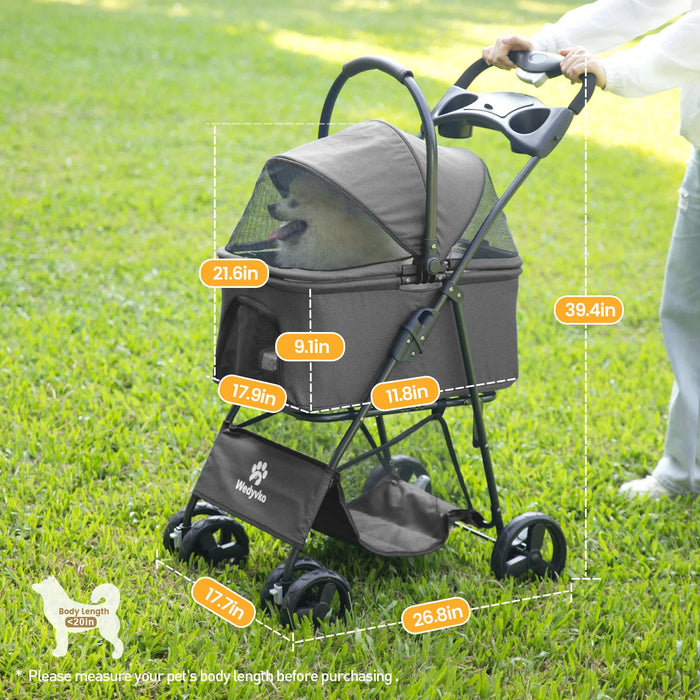 Wedyvko Luxury Detachable Pet Stroller Light Cup Holder Design Four-wheeled Universal Wheel Dog Cart Outdoor Travel Carrying Bag - Small to Tall Pet Co.