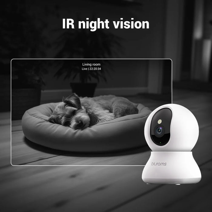 blurams Pet Camera 2K, 360° Indoor Security Camera, Dog Camera with Phone App, PTZ Cameras for Home Security Indoor, 2-Way Audio - Small to Tall Pet Co.