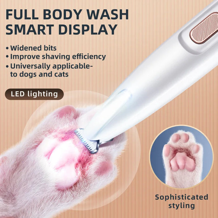 Saffory Dog Trimmer With LED Light Electric Paw Trimmer Cat Low Noise 18mm Widen Blade Pet Trimmer Waterproof For Grooming Paws - Small to Tall Pet Co.