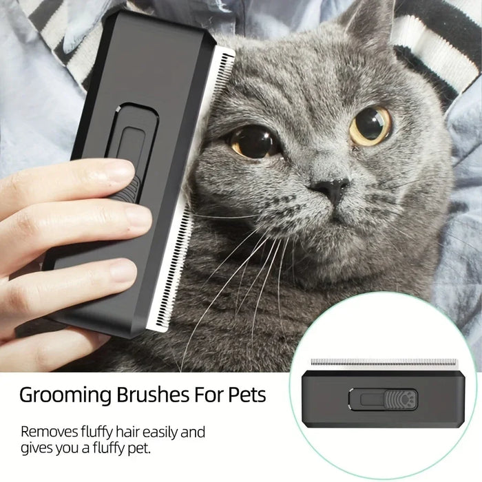 Portable Pet Grooming Comb Travel Pet Grooming Brush Retractable Shedding Brush with Dense Teeth Pets Grooming Tool for Home - Small to Tall Pet Co.