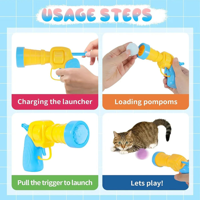 Plush Ball Shooting Gun Cat Toys Interactive Kittens Mini Pompoms Launcher Games Pet Accessories Supplies Indoor Cats Self Play - Small to Tall Pet Co.