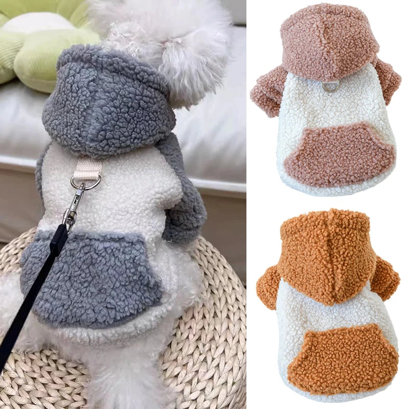 Berber Fleece Puppy Dog Hooded Sweater with Buckle Winter Warm Pet Clothes for Small Dogs Pomeranian Yorkie mascotas Sweatshirts - Small to Tall Pet Co.