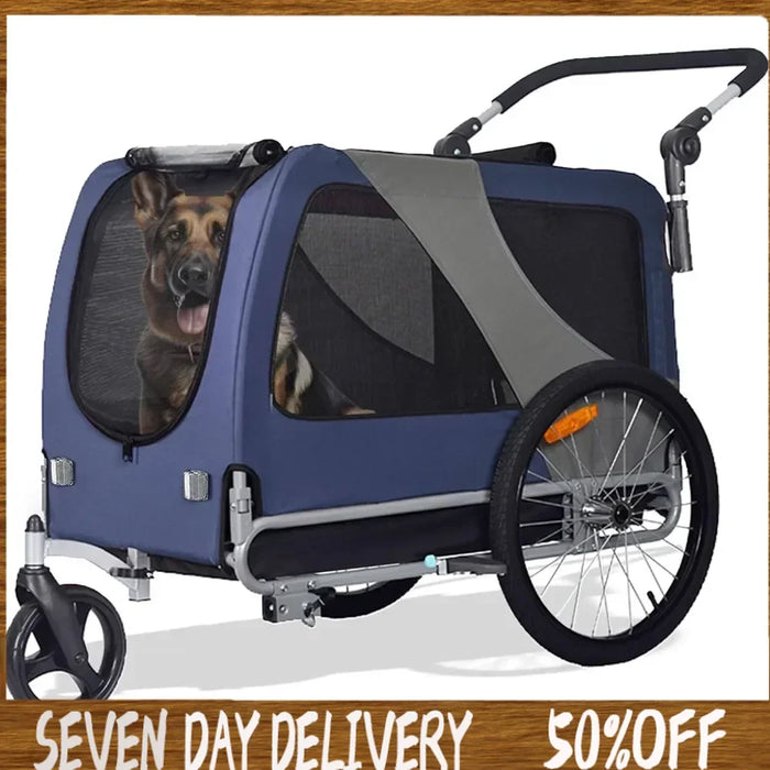 Premium Large/XL Pet Bike Trailer & Stroller for Large Sized Dog or Multiple Small Dogs,Low Center of Gravity Easy Folding Frame - Small to Tall Pet Co.