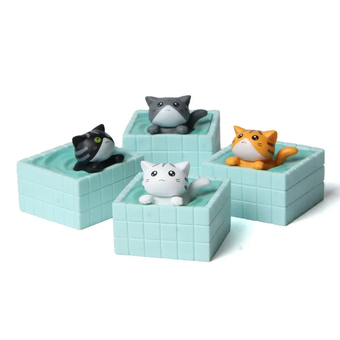 Soak in Hot Springs Cat Ornament Mini Figurines Kitten Statue Gift Toy for Kids Children Baby Room Home Decoration Garden Tools - Small to Tall Pet Co.