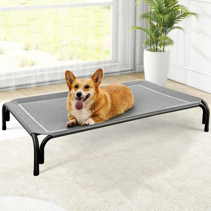 Elevated Dog Bed, Raised Outdoor Dog Bed for Large Sized Dog, Portable Cooling Pet Cot with Breathable & Washable Mesh, - Small to Tall Pet Co.