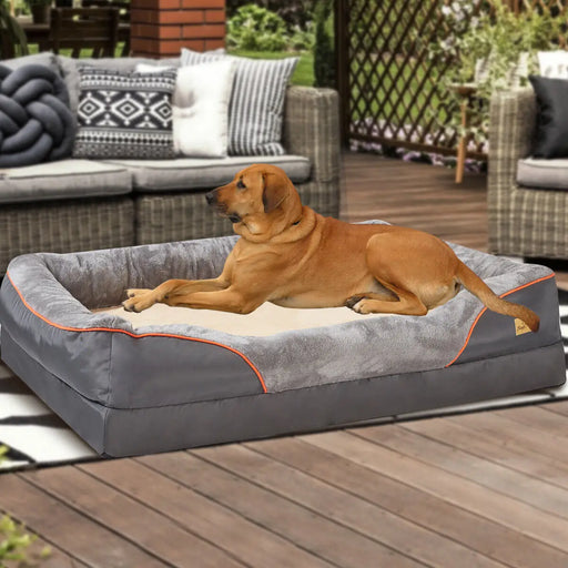 L XL 2XL 3XL Dog Bed Super Soft Orthopedic Foam Pet Bed Sleeping Mat with Cotton-padded Bolster and Removable Cover - Small to Tall Pet Co.