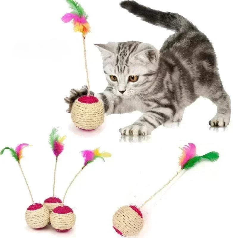 1Pc Cat Toy Sisal Scratching Ball Training Interactive Toy for Kitten Pet Cat Supplies Feather Toy  Cat Toys Interactive - Small to Tall Pet Co.