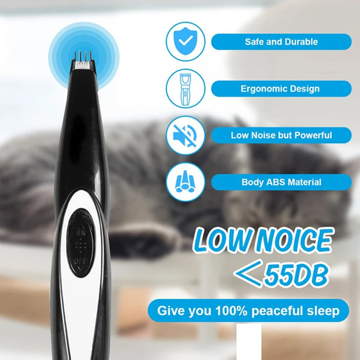 Rechargeable Pet Clipper Ear Eyes Hair Trimmer Clipper Dog Cat Paw Electric Clippers Low Noise Fur Grooming Kits Cutting Machine - Small to Tall Pet Co.